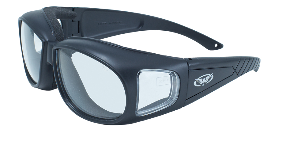 Global Vision Sly-24 Padded Riding Glasses Black Photochromic Clear to Smoke